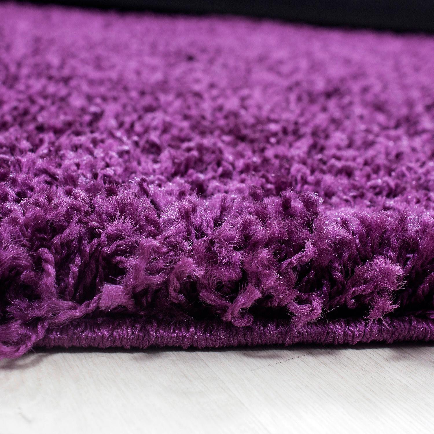 Hochflor Teppich Lila Dream Rund Ø 120 cm - Lila, KONVENTIONELL, Textil (120cm) - Novel