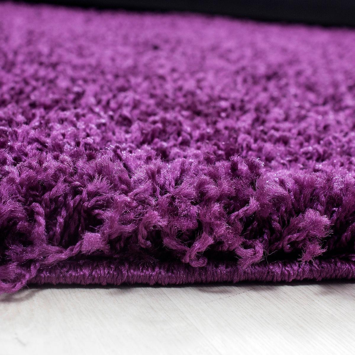 Hochflor Teppich Lila Dream Rund Ø 120 cm - Lila, KONVENTIONELL, Textil (120cm) - Novel