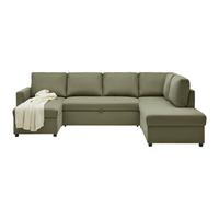 Sedacia súprava MARTINA U, pravá, zelený menčester - čierna/zelená, Modern, kov/drevo (276/89/204cm) - Mömax