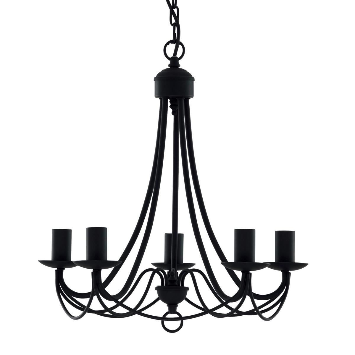 Kronleuchter 6345-5bk Maypole - Schwarz, KONVENTIONELL, Metall (46/120cm)