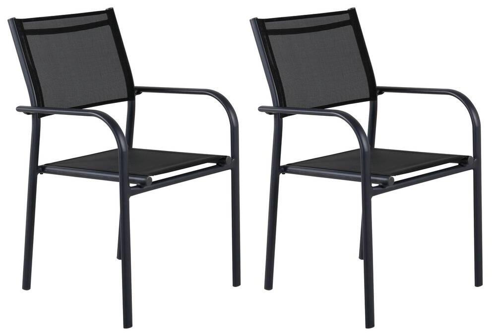 Stapelsessel Santorini - Schwarz, KONVENTIONELL, Metall (56/90/55cm) - Gardenson