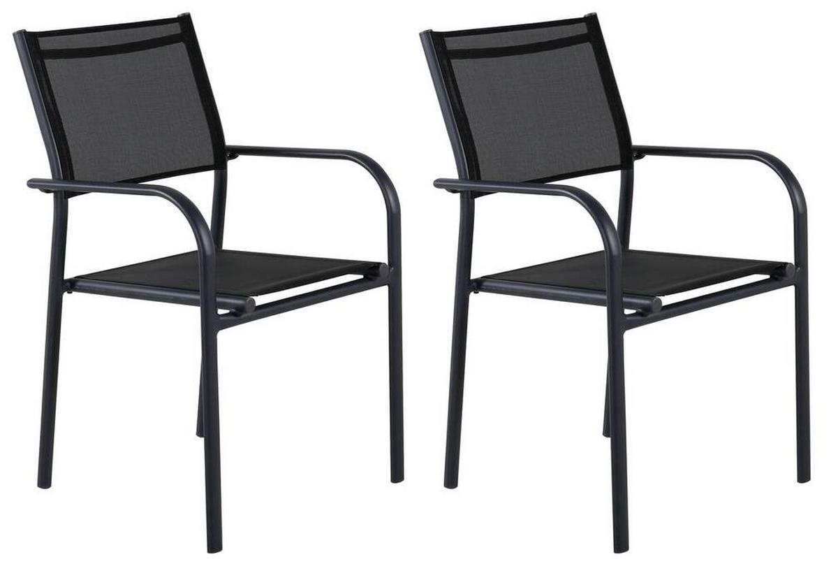 Gartensessel-Set Stapelbar Santorini Aluminium - Schwarz, KONVENTIONELL, Metall (56/90/55cm) - Gardenson