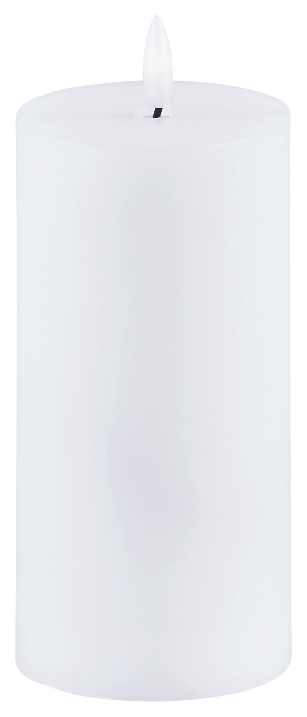 LED-Kerze Mara Weiß mit Timer, Ø/H: 7,5/17,8 cm - Weiß, Basics, Naturmaterialien/Kunststoff (7,5/17,8cm) - Luca Bessoni
