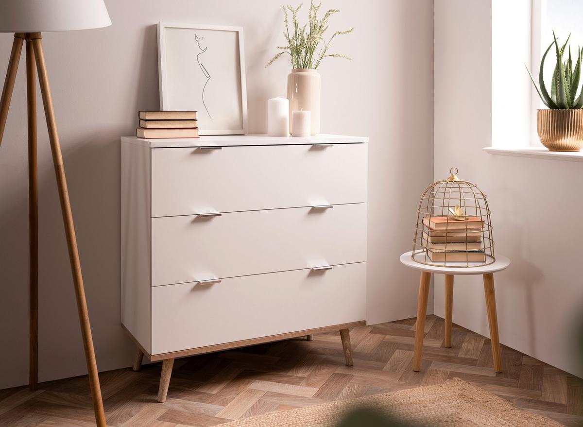 Kommode B 80 Cm Göteborg, Weiß/eiche Dekor - Weiß/Sonoma Eiche, KONVENTIONELL, Holzwerkstoff (80/86,5/40cm) - MID.YOU