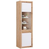 Vitrine Kashmir New B: 57 cm inkl. LED, Eiche Dekor/Weiß - Eichefarben/Schwarz, MODERN, Glas/Holzwerkstoff (57/192/41cm) - James Wood