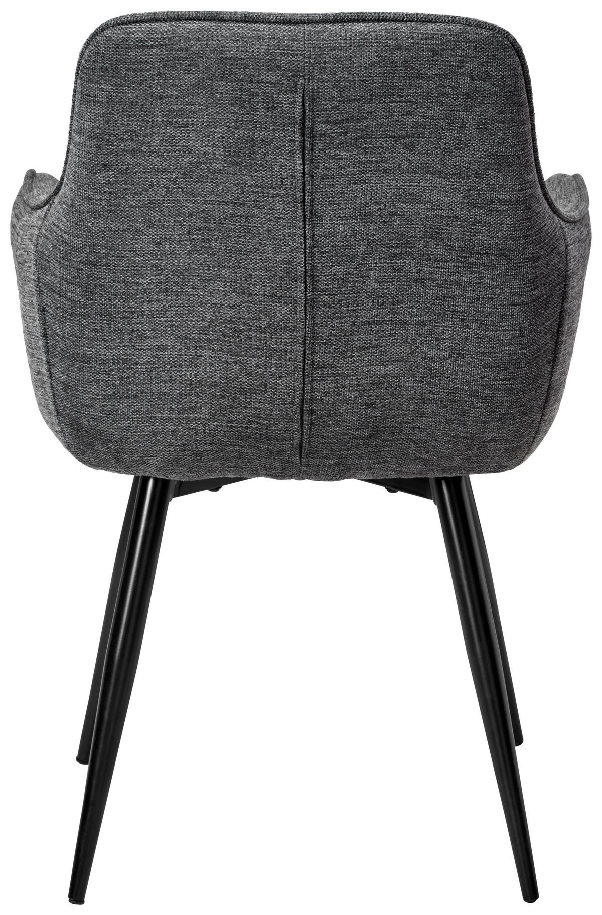 ARMLEHNSTUHL-SET LEICESTER - Schwarz/Grau, LIFESTYLE, Textil/Metall (57/84/60cm) - MID.YOU