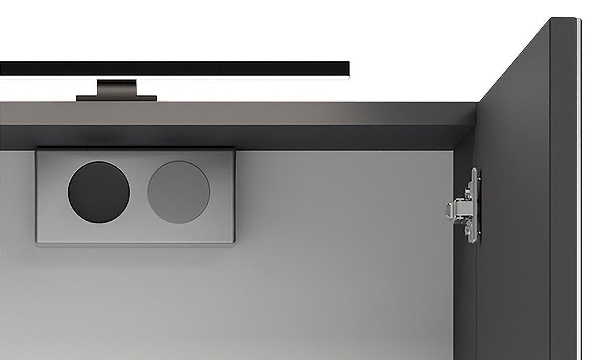 Spiegelschrank Spree Anthrazit B: 50 cm - Anthrazit, MODERN, Glas/Holzwerkstoff (50/60/20cm) - MID.YOU