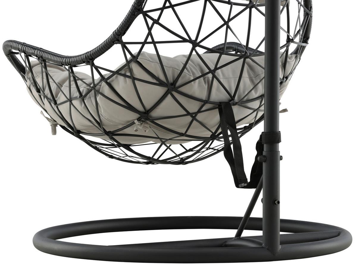 Hängesessel Mit Gestell Vide Mit Sitz- Und Rückenkissen - Schwarz/Grau, KONVENTIONELL, Kunststoff/Textil (95/196/95cm) - Gardenson