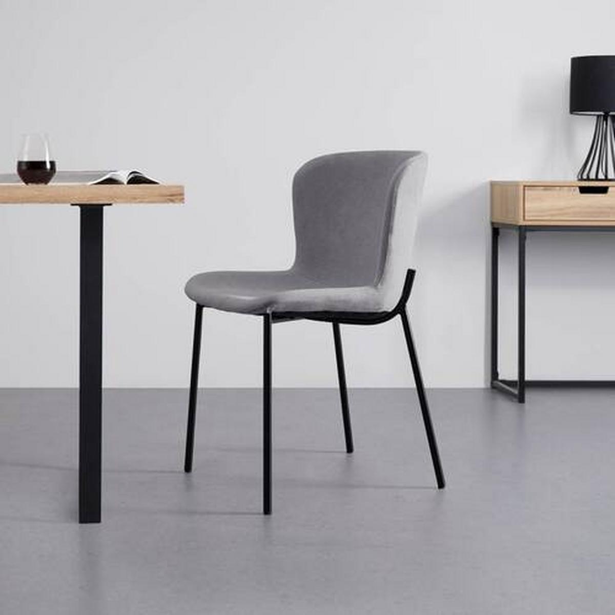 Židle NOEMIE šedá - černá/světle šedá, Moderní, kov/dřevo (46/79/56cm) - Bessagi Home