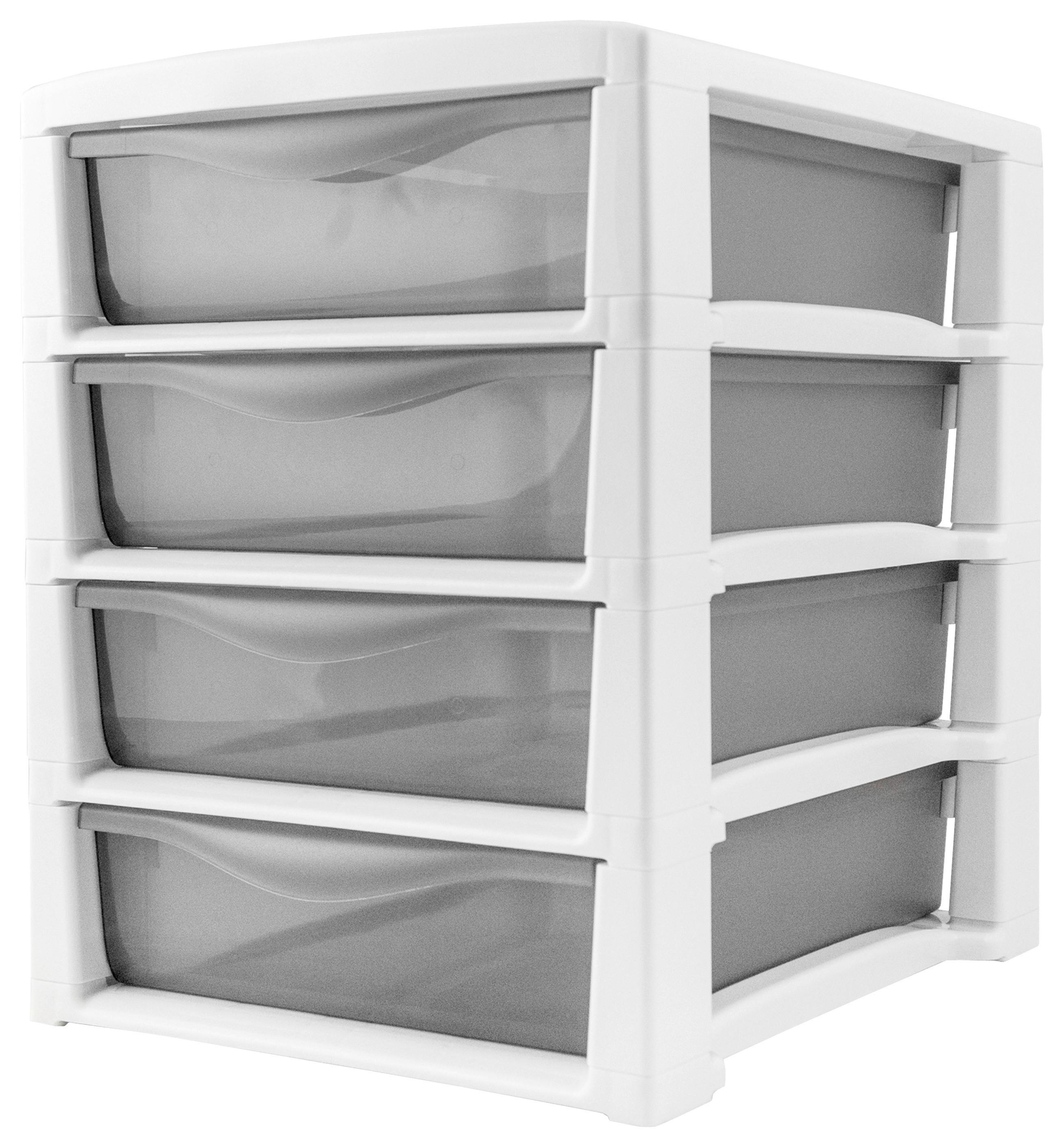 Schubladenbox Office 4 Weiß Kunststoff 4 Laden - Weiß, Basics, Kunststoff (38/29,5/39cm)