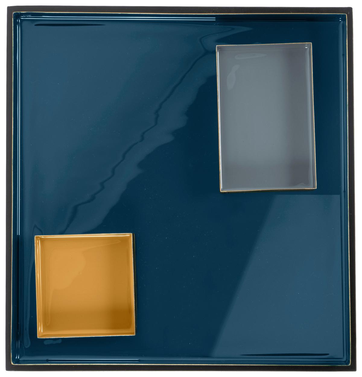 Beistelltisch Famosa 260 Blau/Grau/Orange B: 40 cm - Blau/Schwarz, Design, Metall (40/40/40cm) - Kayoom