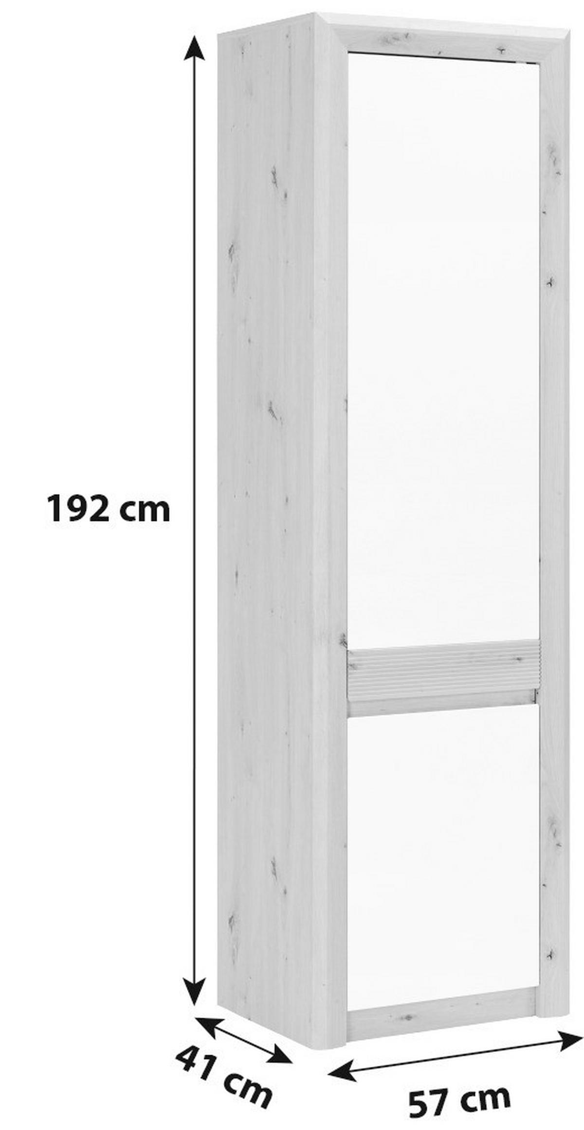 Mehrzweckschrank Kashmir Eiche Dekor/Weiß BxH 57x192 cm - Eichefarben/Weiß, MODERN, Holzwerkstoff (57/192/41cm) - James Wood
