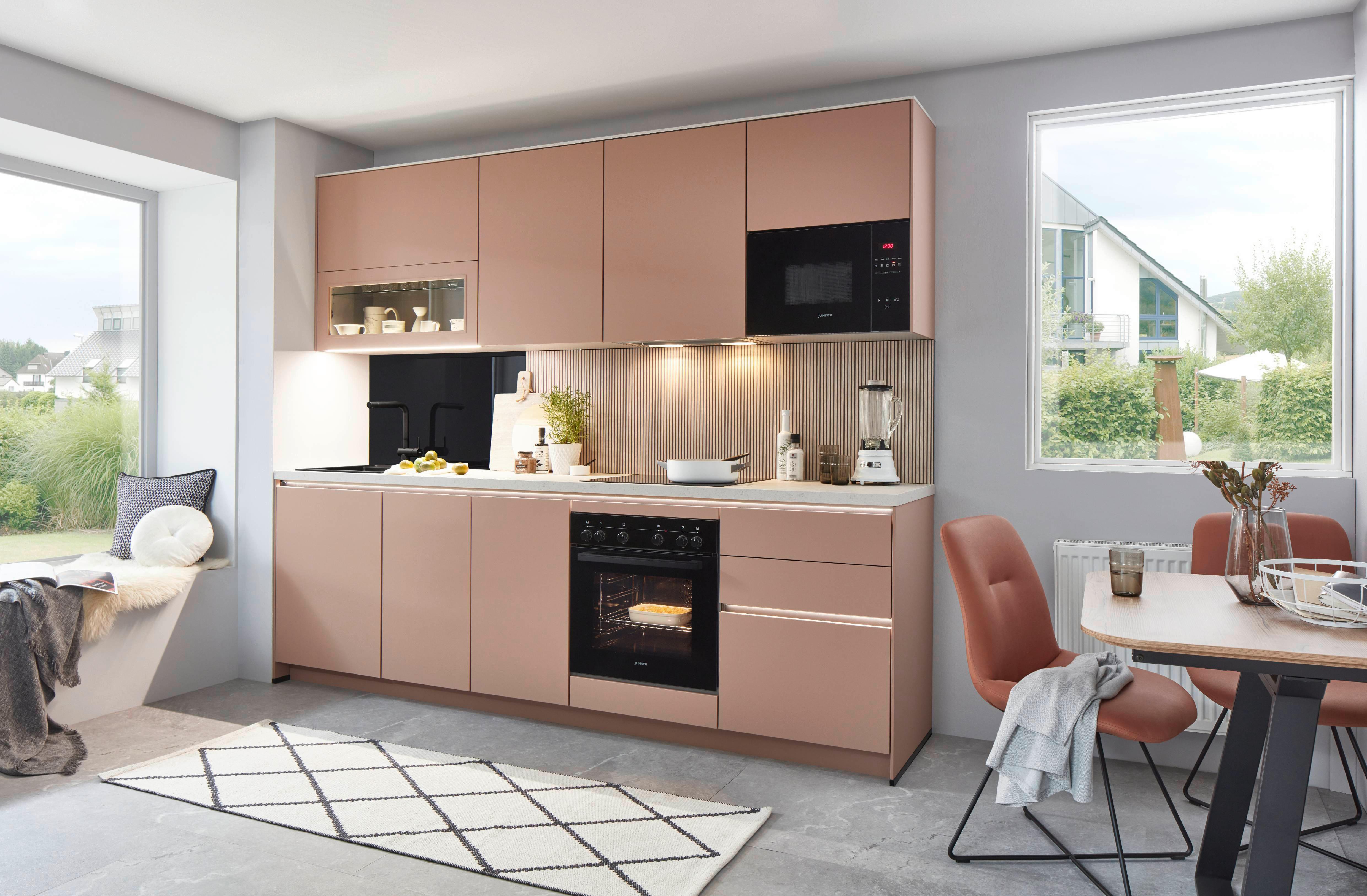 Küchenblock Sidney - Rosa, Basics, Holzwerkstoff (272cm) - Vertico