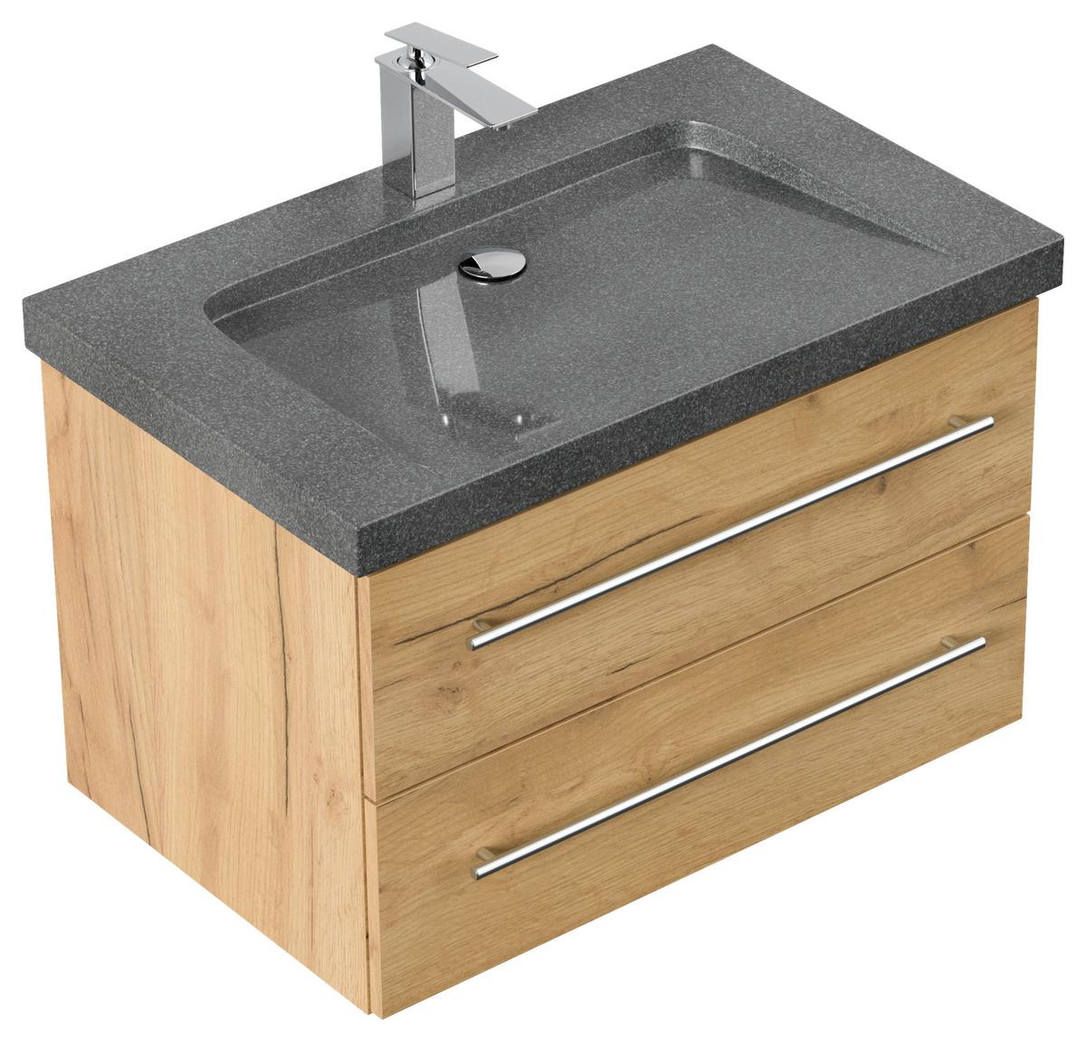 WASCHTISCHKOMBI Yamo, Eichefarben B: 75 cm - Eichefarben, Basics, Holzwerkstoff/Stein (75cm) - MID.YOU