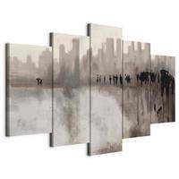 Leinwandbild City Creme Grau B: 100 cm - Beige/Grau, Basics, Holzwerkstoff/Textil (100/50/1,2cm) - artgeist