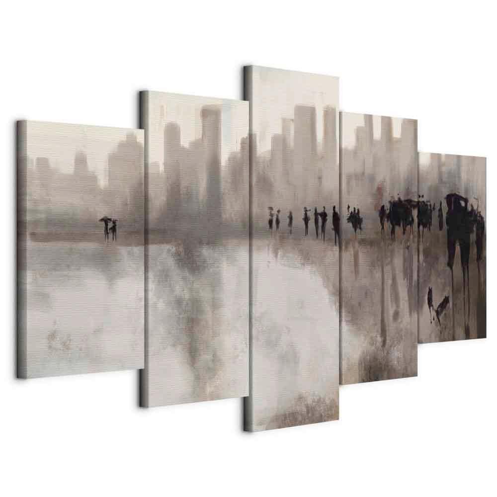 Leinwandbild City Creme Grau B: 100 cm