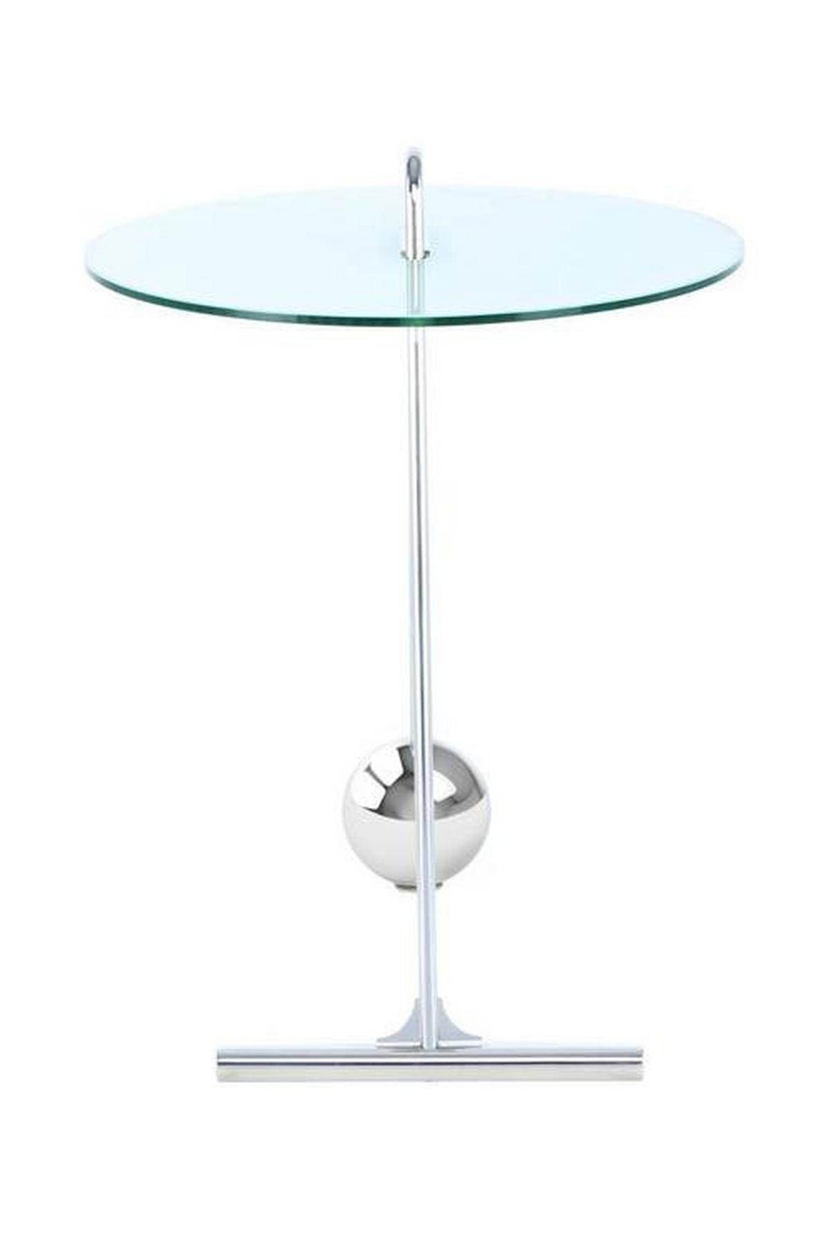 Beistelltisch Pendulum Silberfarben/weiß - Silberfarben/Weiß, Basics, Glas/Metall (46/46/60cm) - Kayoom