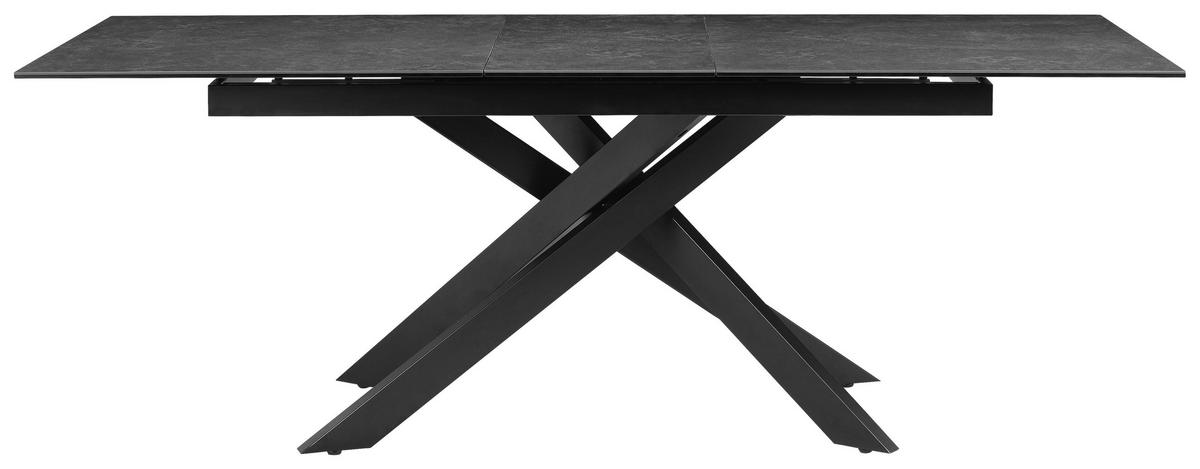 Esstisch Lotus Grau/Schwarz L: 168-210 cm - Schwarz/Grau, MODERN, Glas/Keramik (168-210/90/76cm) - P & B