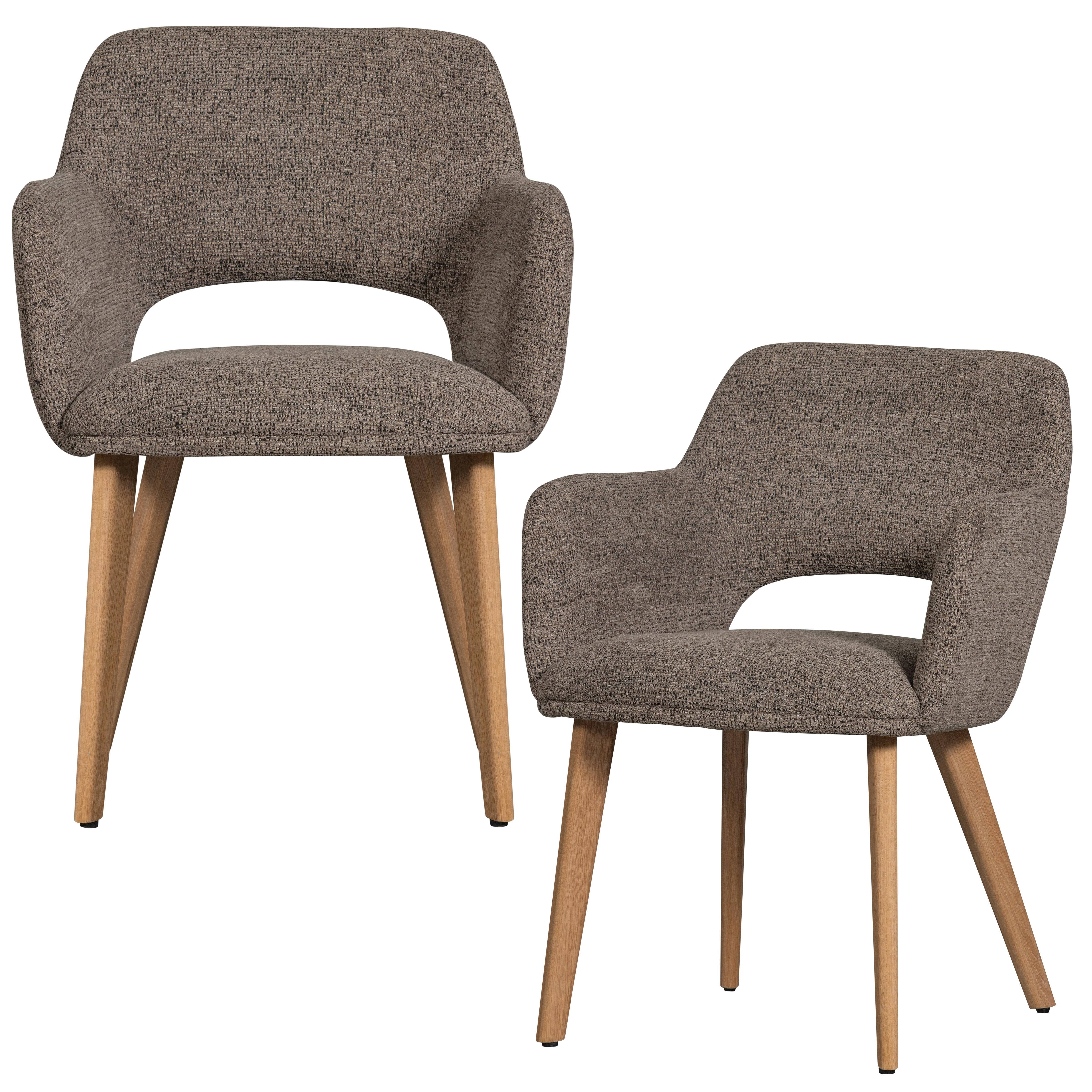 Armlehnstuhl-Set Murat Naturfarbe/Taupe B: 61cm - Taupe/Naturfarben, MODERN, Holz/Textil (61/86/60cm) - Livetastic