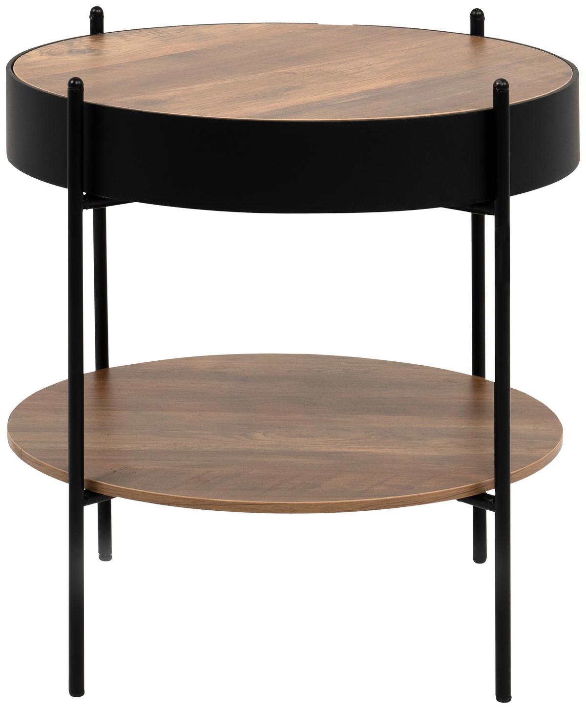 Beistelltisch Tromso 2 Dekor Nußbaum/Gestell Schwarz - Schwarz, Trend, Holzwerkstoff/Metall (48/47,5/48cm)