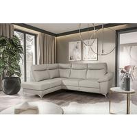 Ecksofa Luna Teilleder Platinfarben 194x242 - Platinfarben/Chromfarben, Design, Leder/Textil (194/242cm) - Livetastic