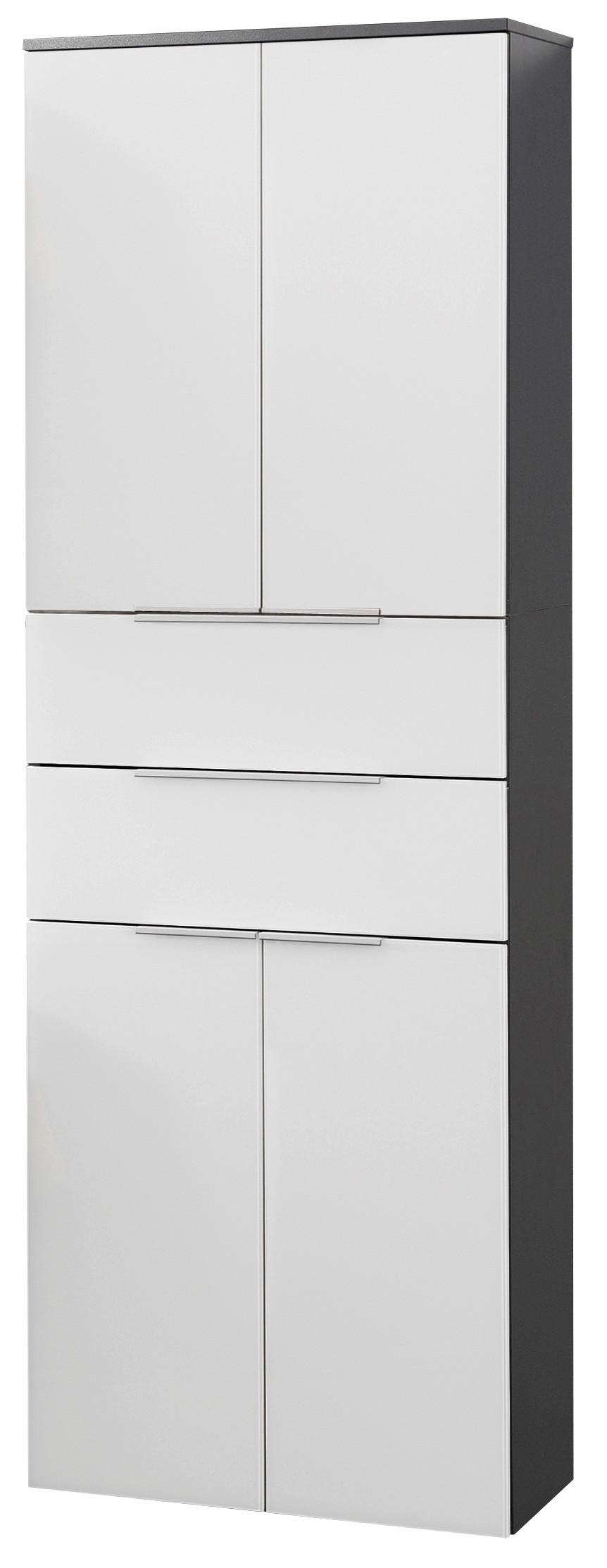 Hochschrank Mit Soft-Close Kara Chess B: 61cm - Anthrazit/Weiß, MODERN, Glas/Holzwerkstoff (61/176/32cm) - MID.YOU