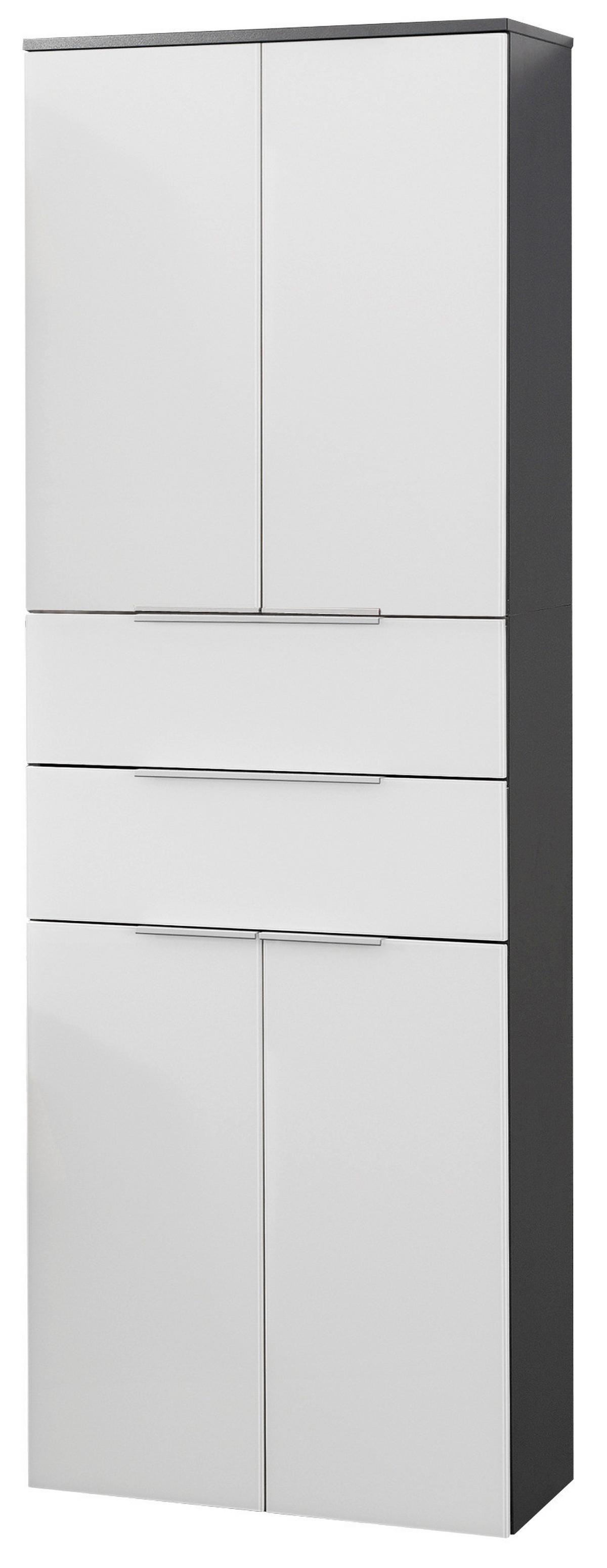 Hochschrank Mit Soft-Close Kara Chess B: 61cm - Anthrazit/Weiß, MODERN, Glas/Holzwerkstoff (61/176/32cm) - MID.YOU
