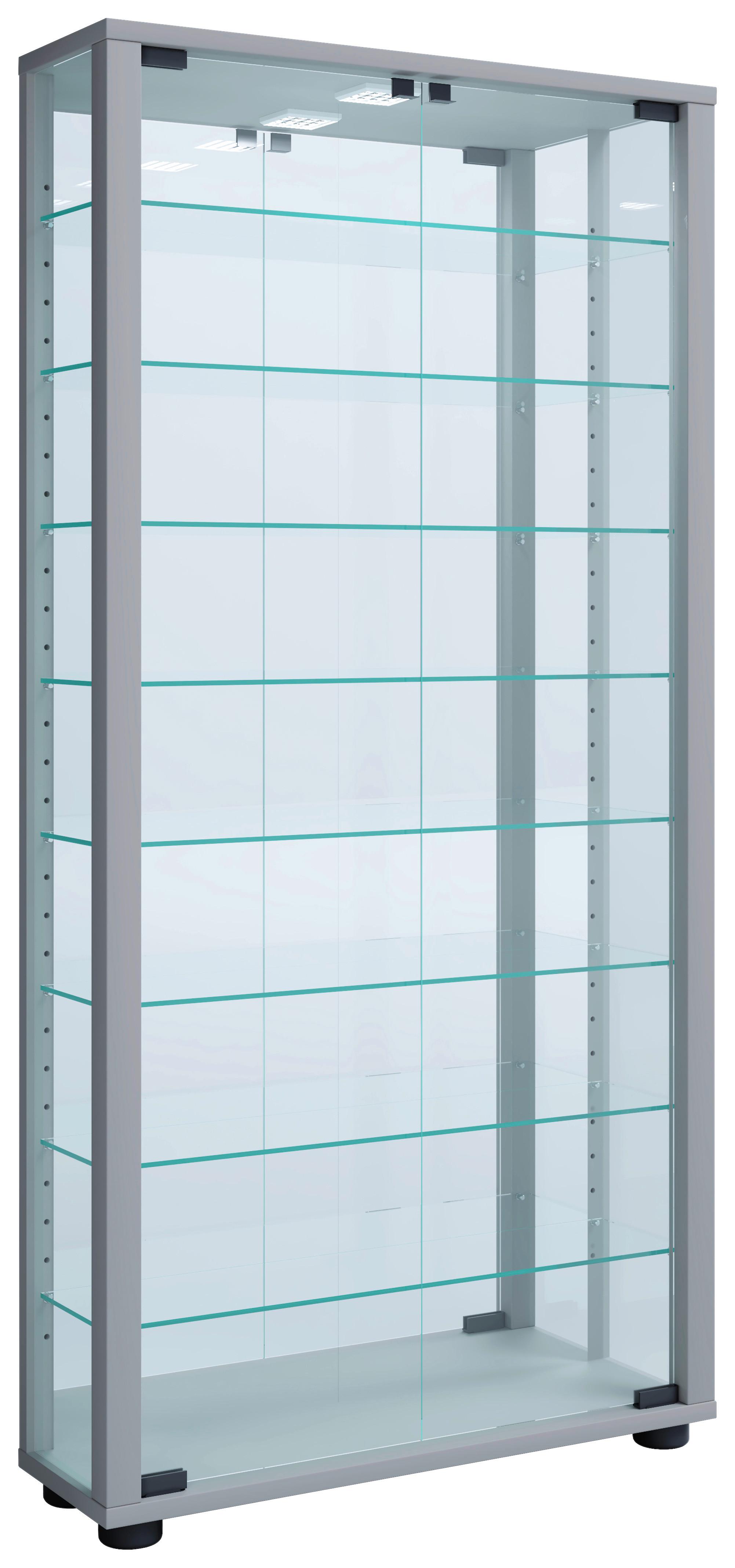 Hängevitrine Vitrosa Silberfarben B: 59 cm - Silberfarben/Schwarz, MODERN, Glas/Holzwerkstoff (59/114,3/18cm) - MID.YOU