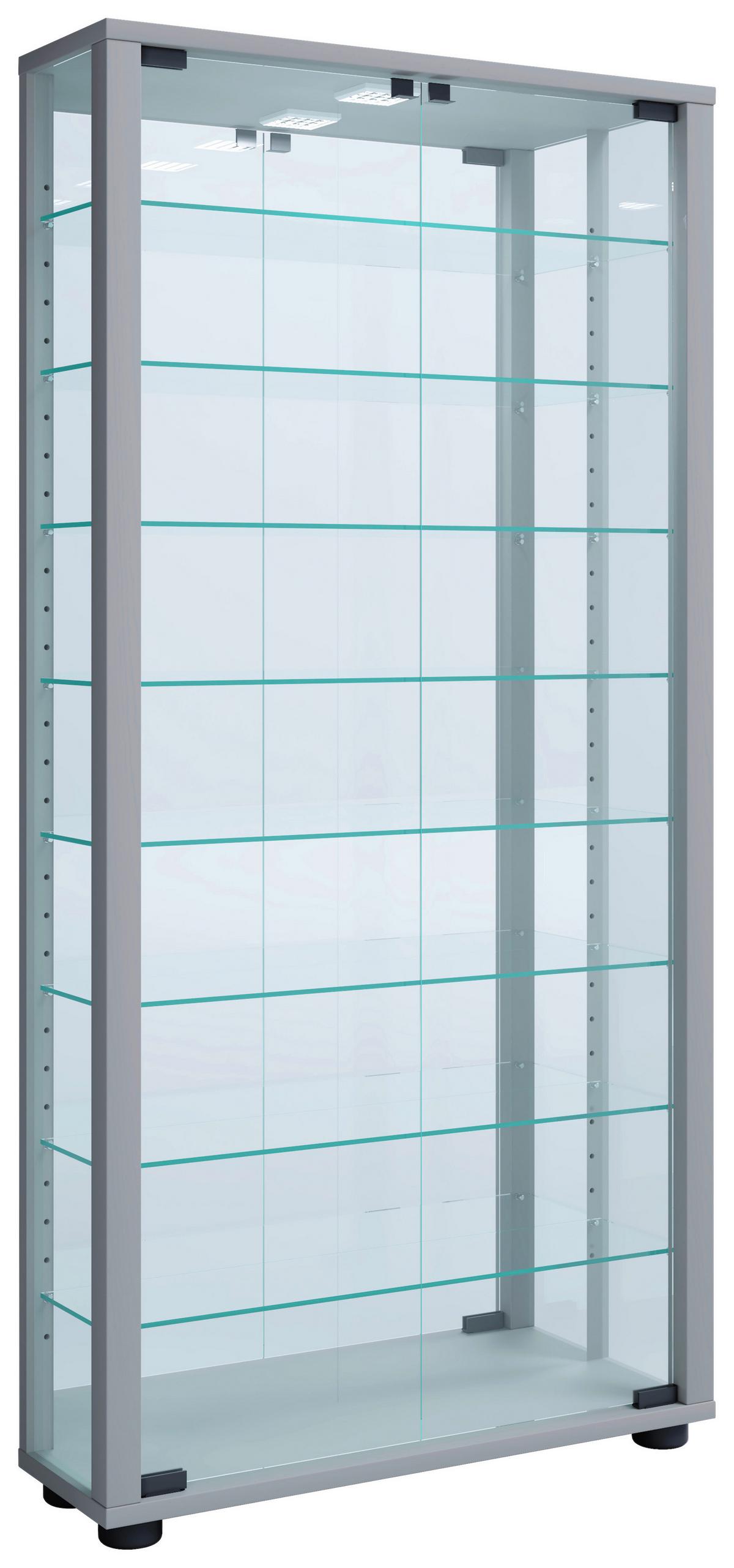 Hängevitrine Vitrosa Silberfarben B: 59 Cm - Silberfarben/Schwarz, MODERN, Glas/Holzwerkstoff (59/114,3/18cm) - MID.YOU