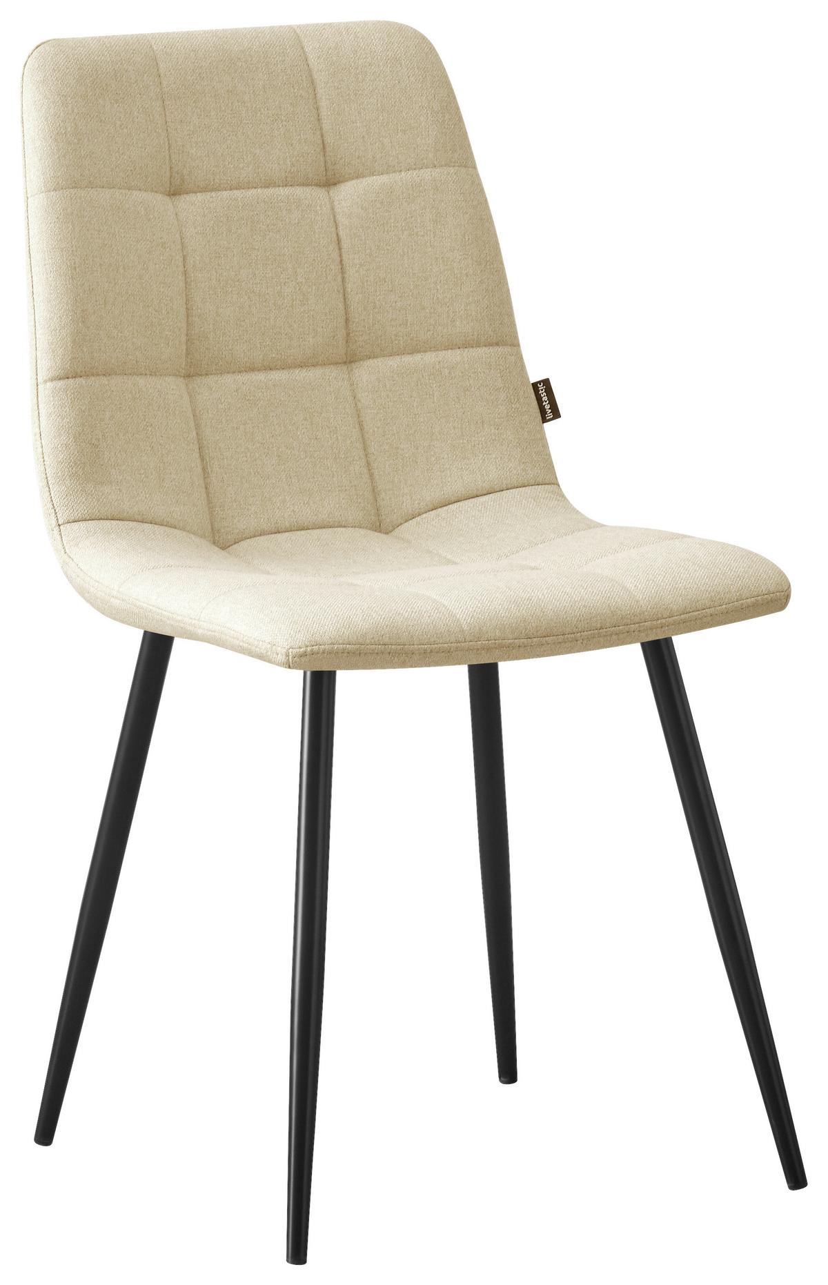 Stuhl Empoli Webstoff Beige, B: 45 Cm - Beige/Schwarz, MODERN, Holz/Textil (45/86/55cm) - Livetastic