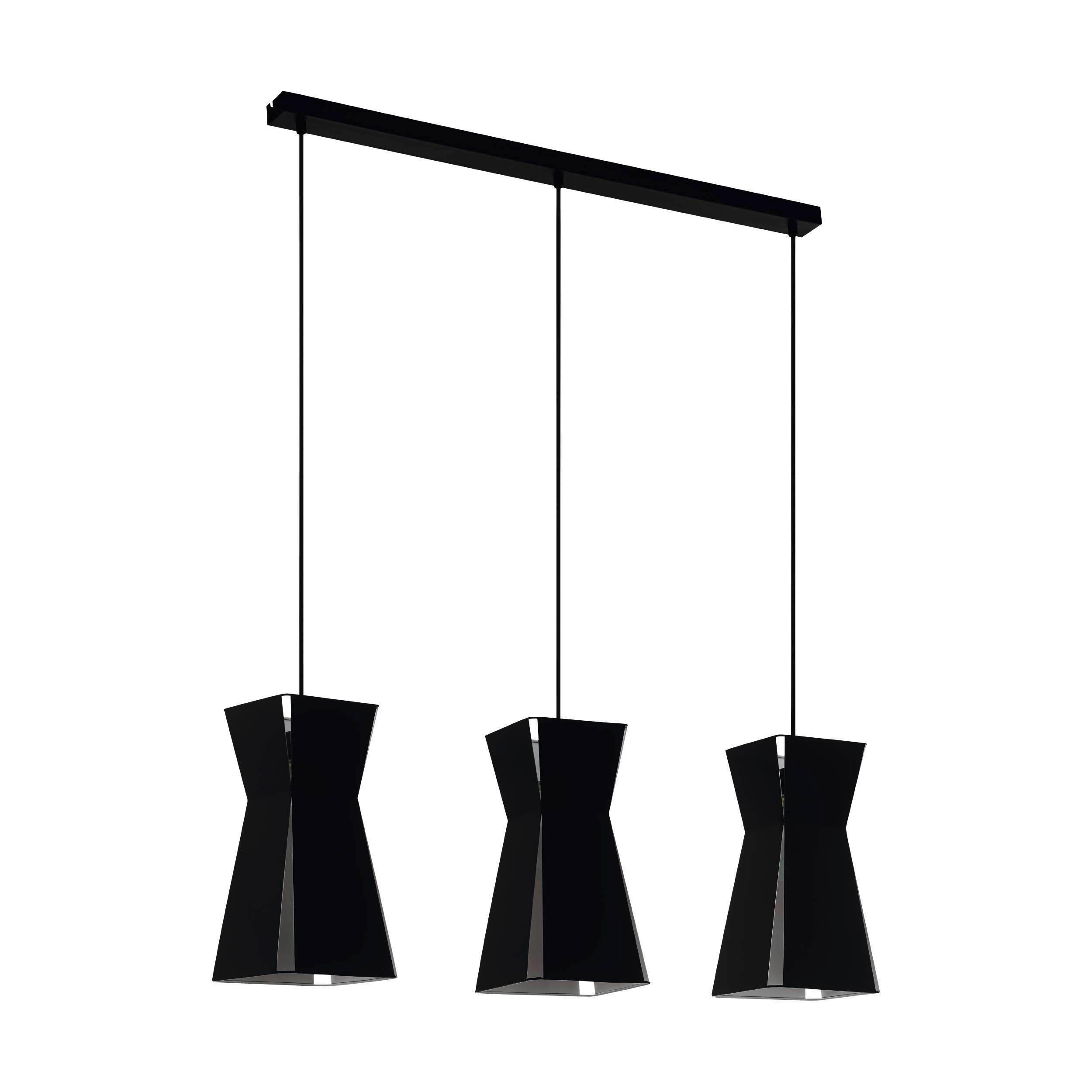 Hängeleuchte Valecrosia H: 110 cm 3-Flammig, Oval - Schwarz/Weiß, Design, Metall (84/18/110cm) - Eglo