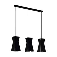 Hängeleuchte Valecrosia H: 110 cm 3-Flammig, Oval - Schwarz/Weiß, Design, Metall (84/18/110cm) - Eglo