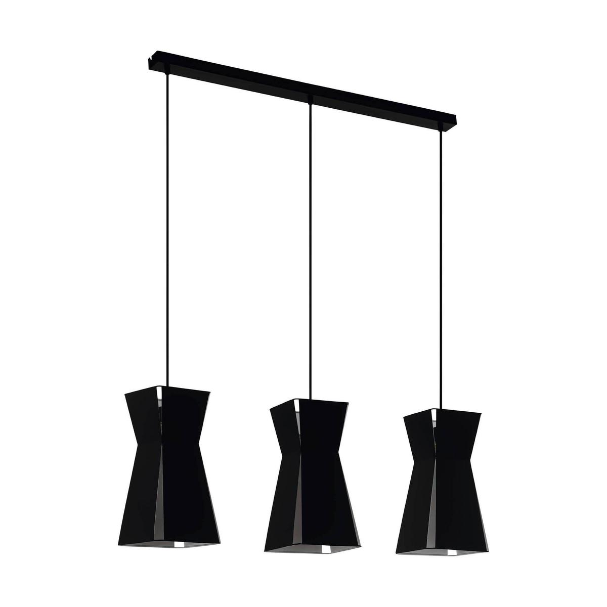 Hängeleuchte Valecrosia H: 110 cm 3-Flammig, Oval - Schwarz/Weiß, Design, Metall (84/18/110cm) - Eglo