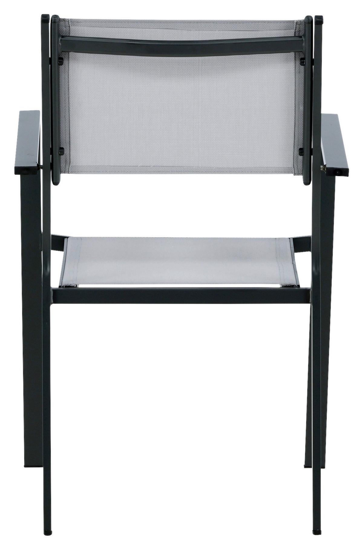 Gartensessel Stapelbar Copacabana Aluminium - Schwarz/Grau, KONVENTIONELL, Textil/Metall (56,5/88/61cm) - Gardenson