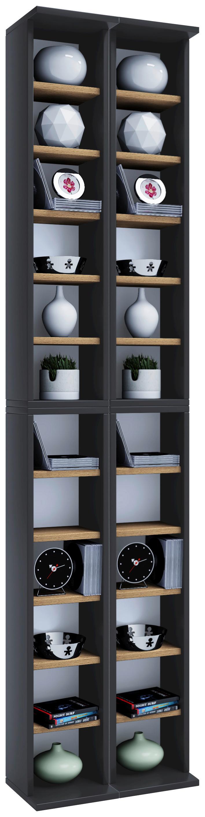 CD-Regal Almera Anthrazit/Eiche Dekor B:42cm - Honigeiche/Anthrazit, Design, Holzwerkstoff (42/183/20cm) - MID.YOU