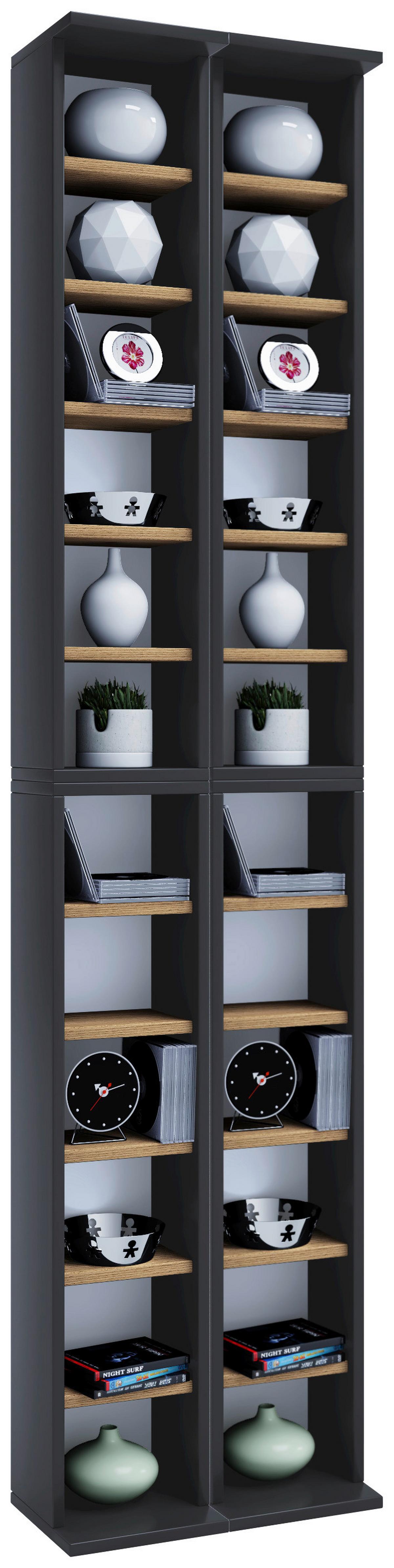 CD-Regal Almera Anthrazit/Eiche Dekor B:42cm - Honigeiche/Anthrazit, Design, Holzwerkstoff (42/183/20cm) - MID.YOU