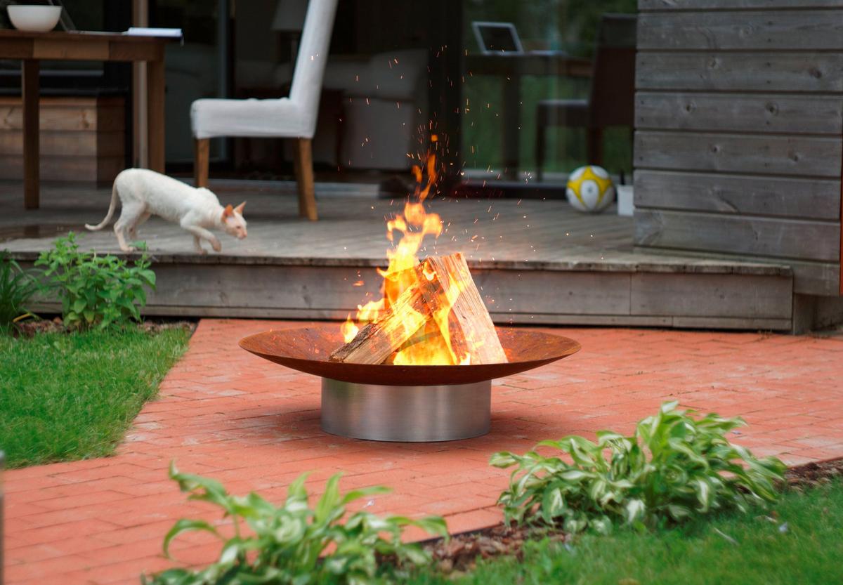 Feuerschale Grace M Rohstahl - Edelstahlfarben/Rostfarben, Basics, Metall (58/58/13,6cm)