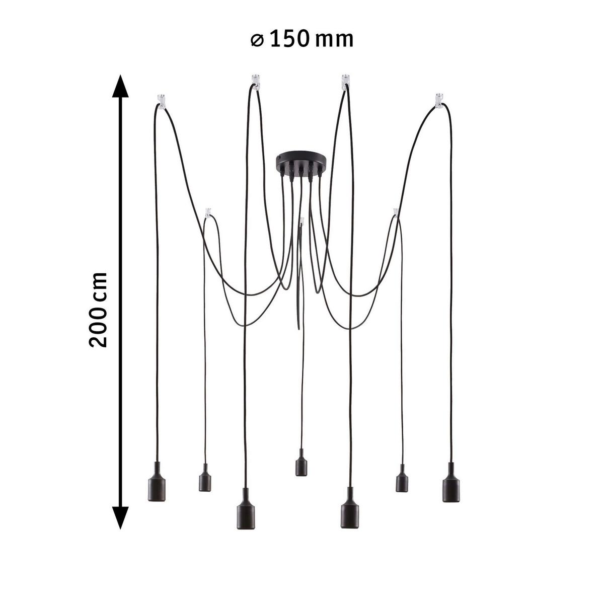Hängeleuchte H: 200 cm 7-Flammig - Schwarz, Basics, Metall (15,0/200,0cm) - Paulmann