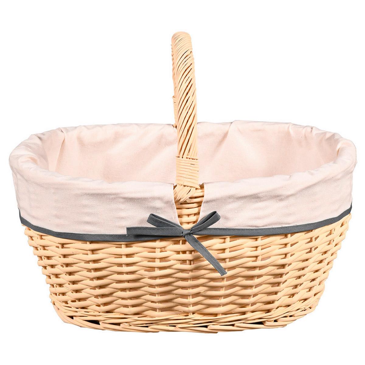 Einkaufskorb Weiss, mit Textilfutter - Weiß, Basics, Naturmaterialien/Textil (45/33/37cm) - Kesper