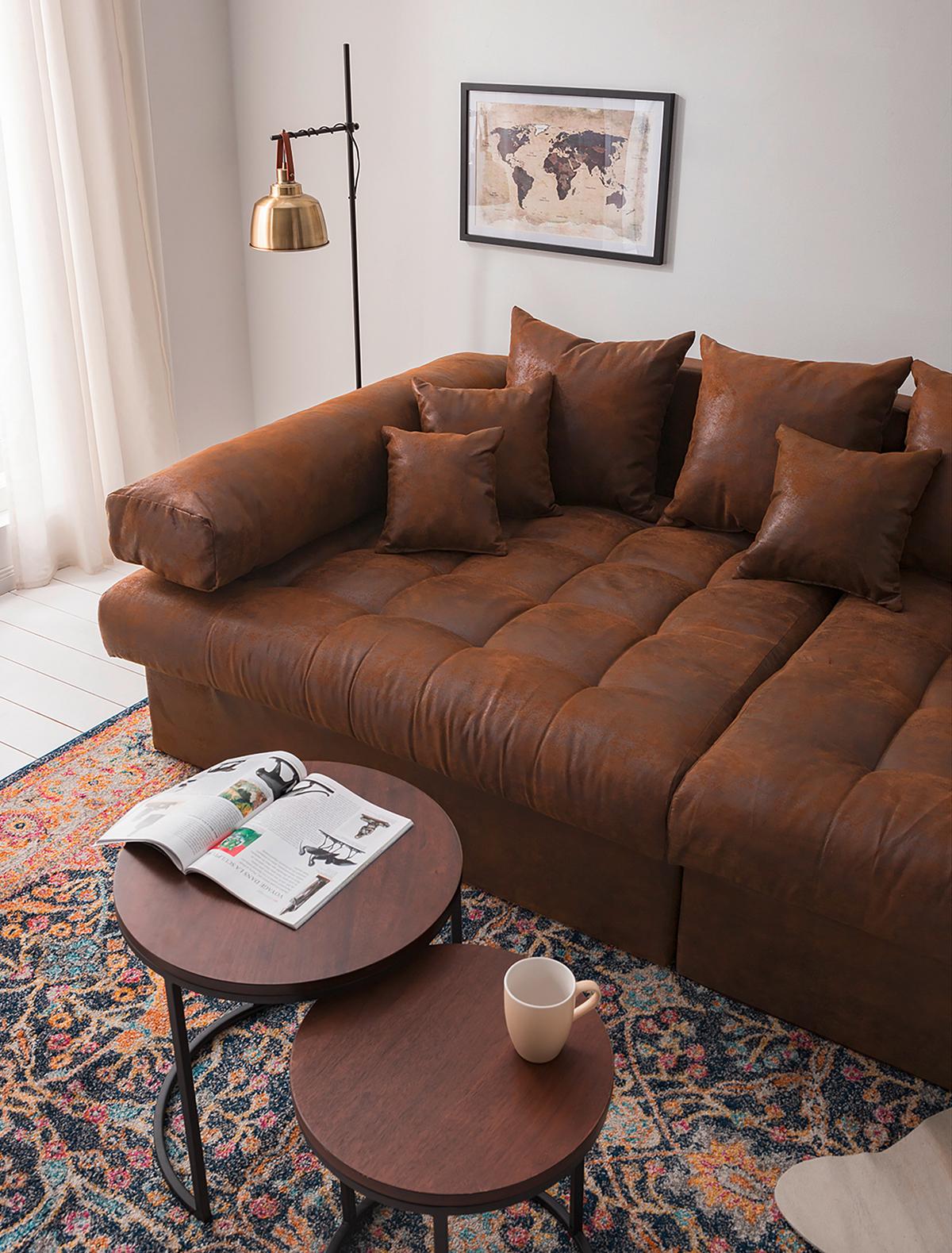 Bigsofa Naomi Braun B: 284 Cm - Schwarz/Braun, Design, Textil (284/94/148cm) - Livetastic