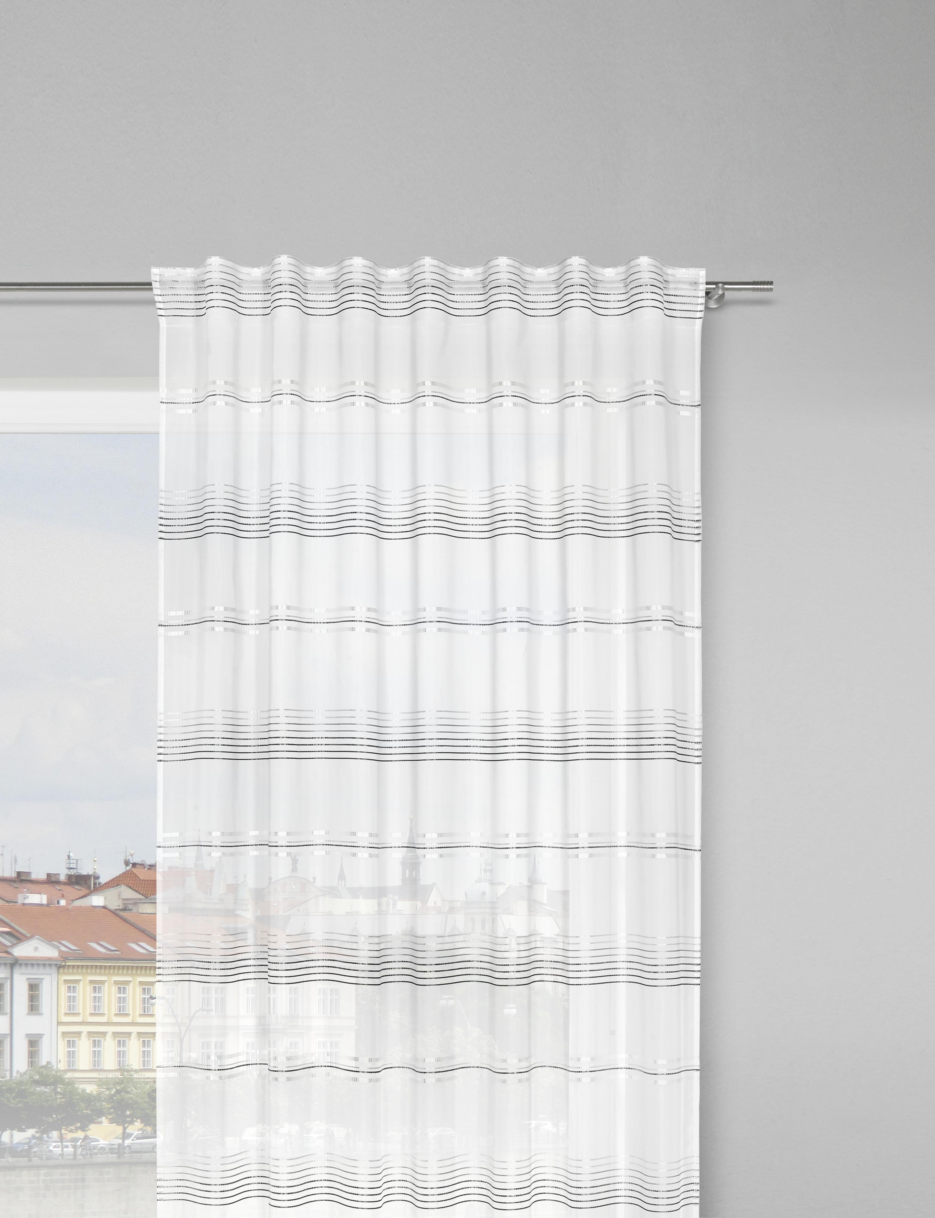 HOTOVÝ ZÁVES Louis, 140/245 cm - sivá/biela, Konventionell, textil (140/245cm) - Modern Living