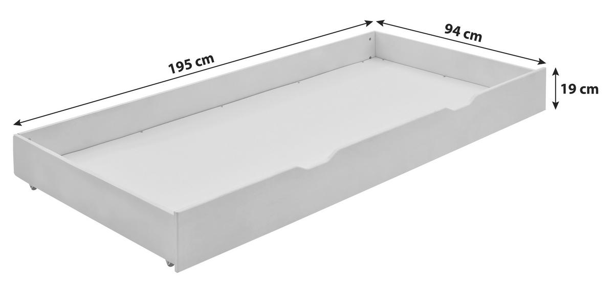 Ágyneműtartó Lupo 2 - fehér, Konventionell, fa (195/19/94cm)