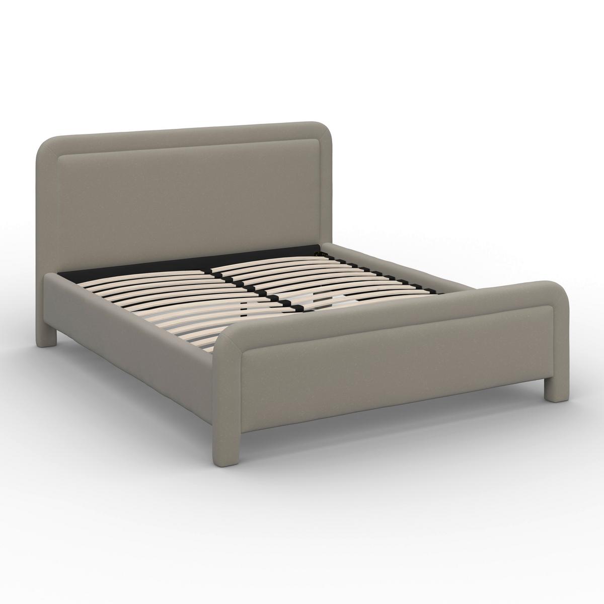 Čalouněná postel XIRELIA 160x200 cm, šedohnědá - barvy dubu/přírodní barvy, Moderní, kov/dřevo (160/200cm) - Bessagi Home