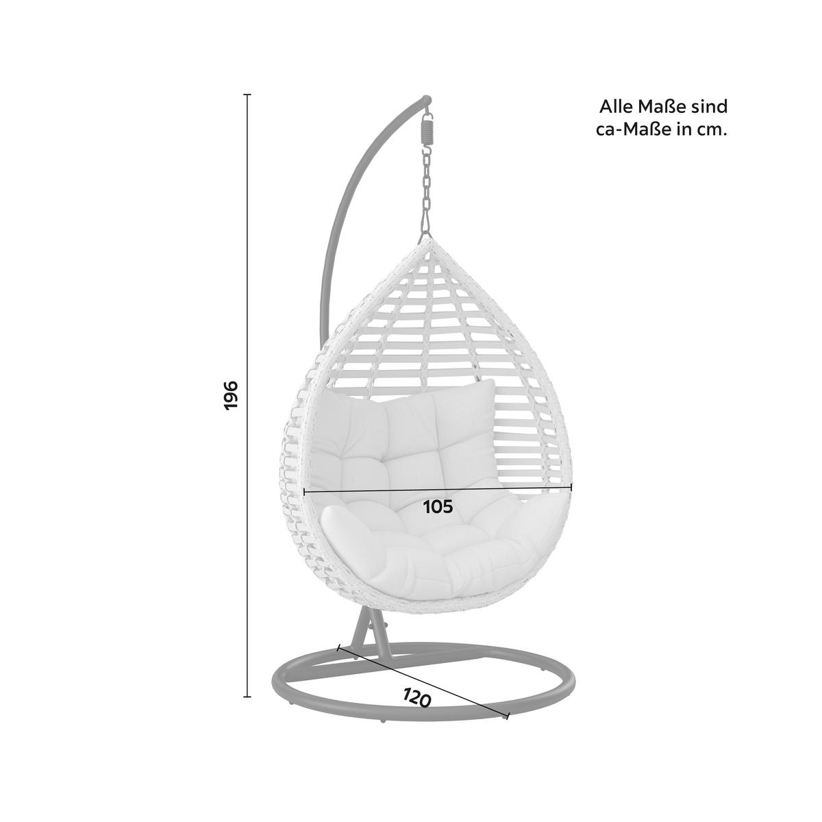 ZÁVESNÉ KRESLO NANCY - krémová/tmavosivá, Modern, kov/textil (105/196/120cm) - Bessagi Garden