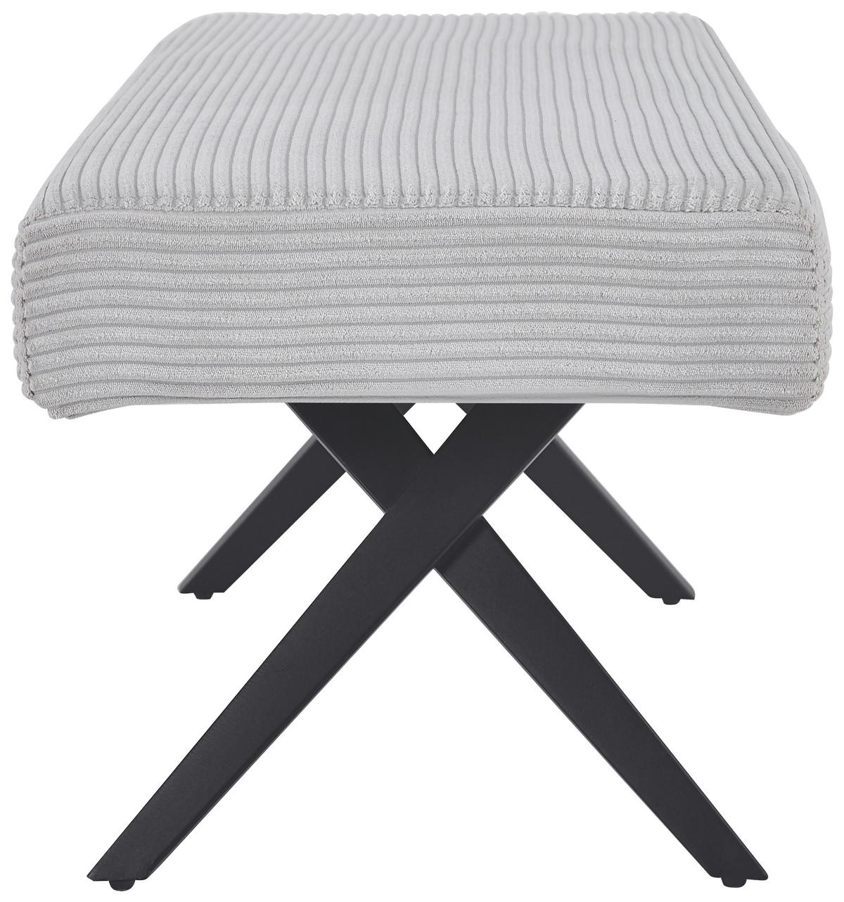 Sitzbank Chios Ohne Lehne Cord Beige, B: 140 Cm - Beige/Schwarz, KONVENTIONELL, Textil/Metall (140/49/47cm) - MID.YOU