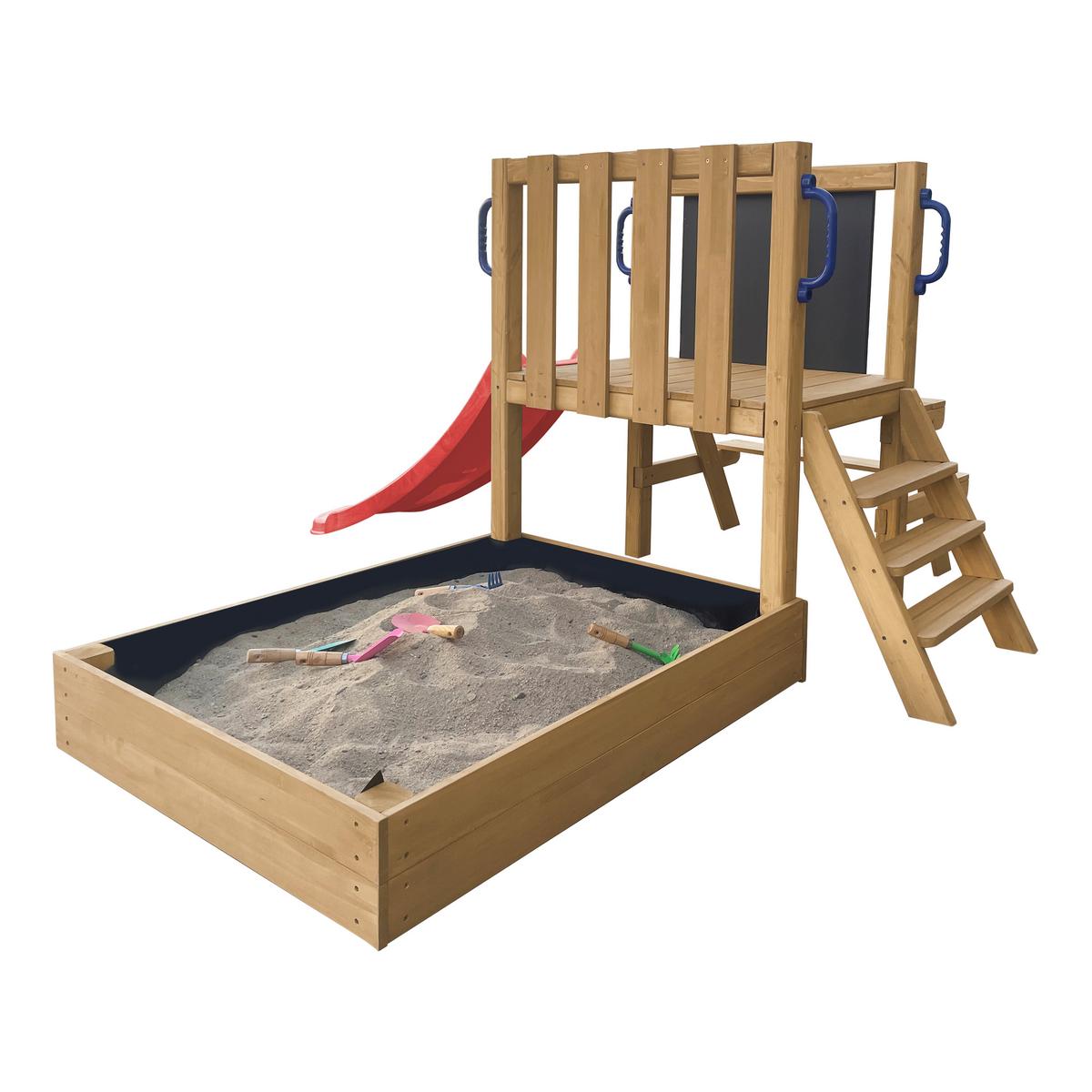 Spielturm Mit Rutsche Rot - Rot/Braun, Basics, Holz/Kunststoff (208,7/88/215cm) - Ambia Garden