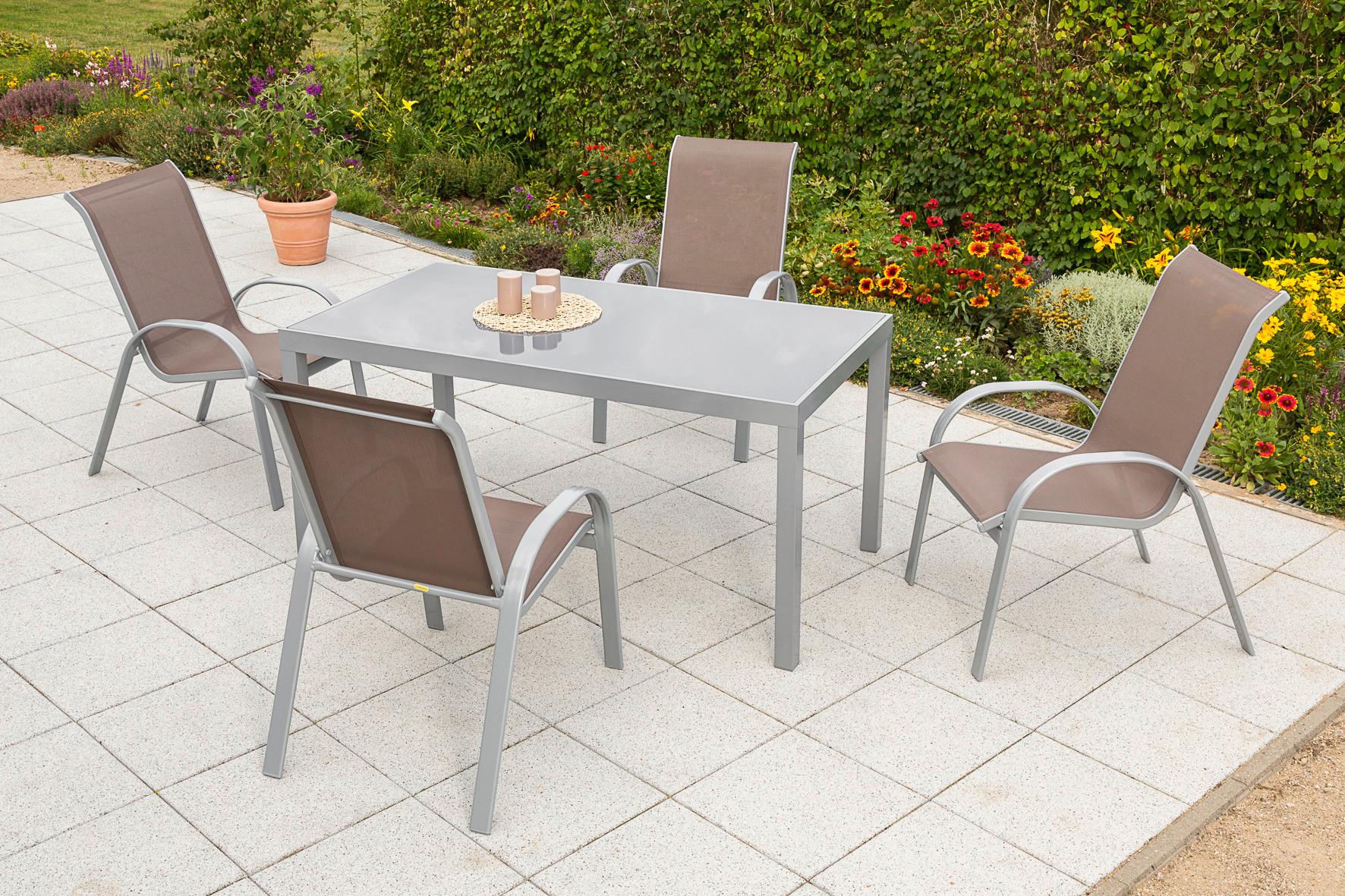 Gartenmöbel Set 5-Tlg. Amalfi aus Aluminium - Taupe/Silberfarben, MODERN, Textil/Metall - Gardenson