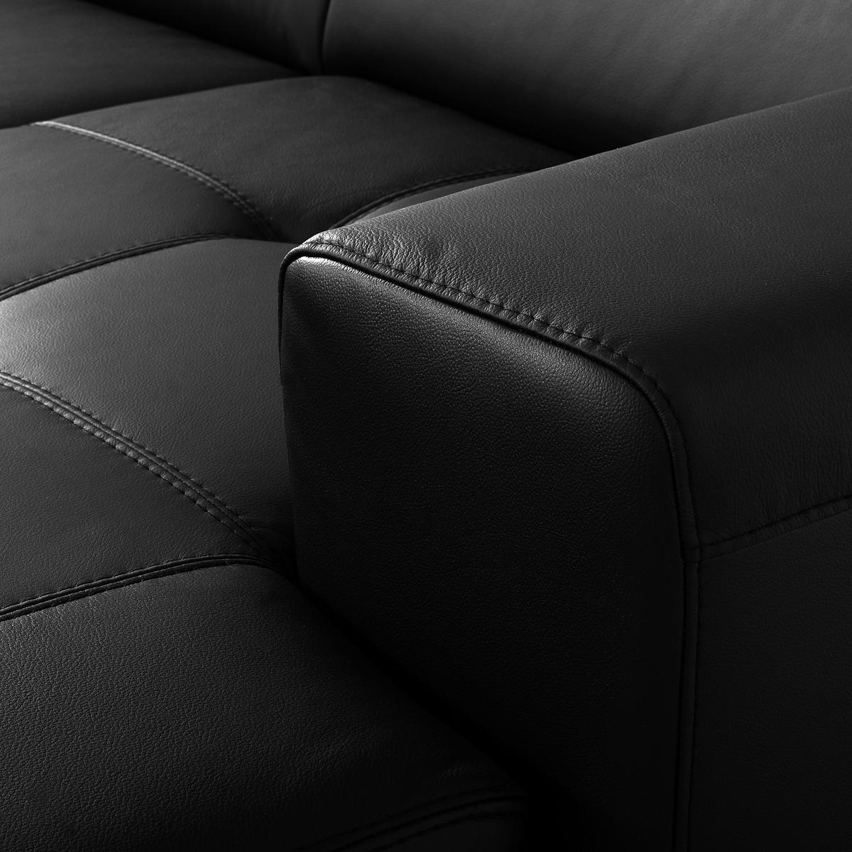 Ecksofa Torino Teilleder Schwarz 247x173 - Schwarz, Design, Leder/Textil (247/173cm) - Livetastic