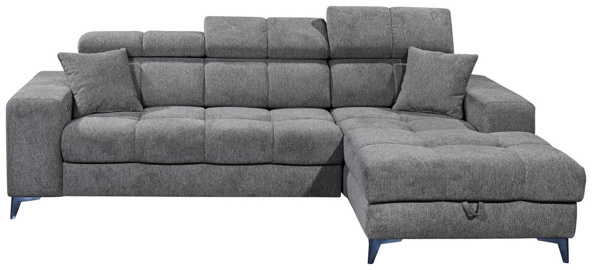 Ecksofa Mit Schlaffunktion & Bettkasten Sydney Anthrazit - Anthrazit/Schwarz, KONVENTIONELL, Textil (268/172cm) - MID.YOU