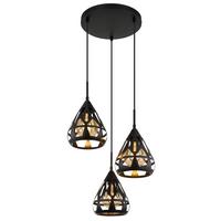 Hängeleuchte 15889-3h - Schwarz, Trend, Kunststoff/Metall (41/120cm) - Globo